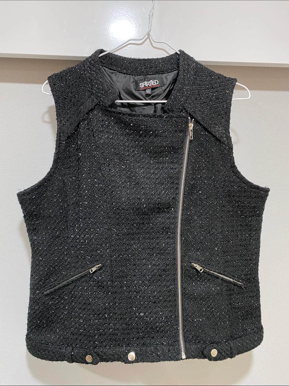 Randolph Duke Black Tweed Zip-Front Vest